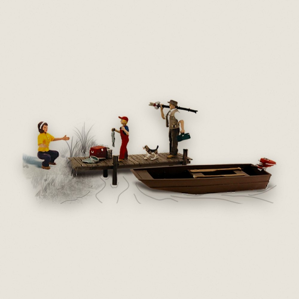 Figure Set, HO Scale: Family Fishing, WOOA1923 - Woodland Scenics