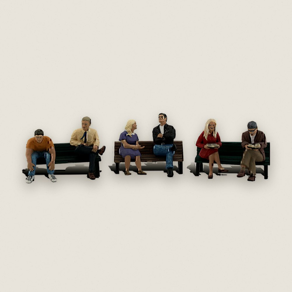 Figure Set, HO Scale: People on Benches - Woodland Scenics