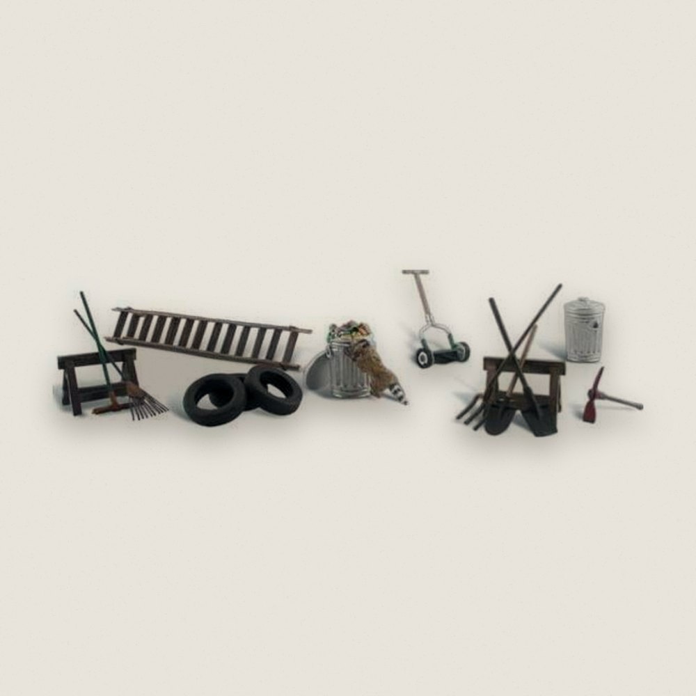 Scene Set, HO Scale: Garage Treasures - Woodland Scenics