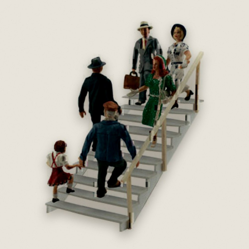 Figure Set, HO Scale: Taking the Stairs - Woodland Scenics