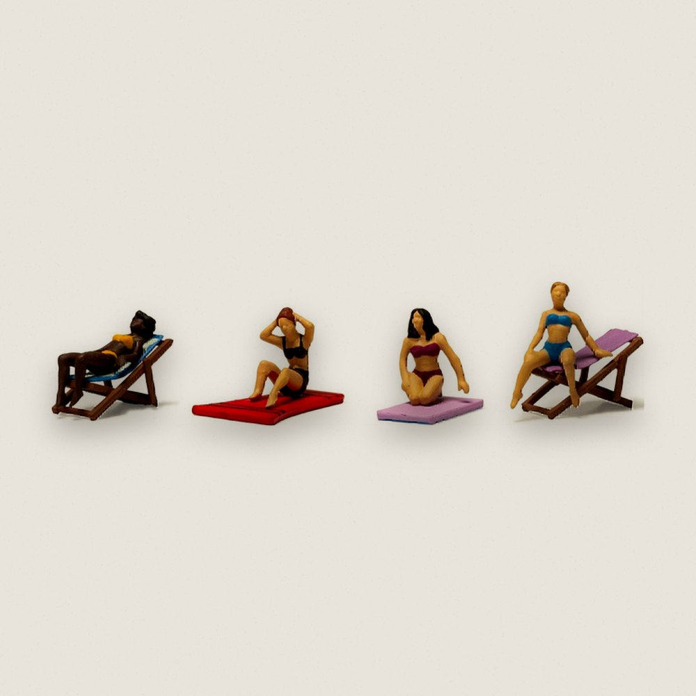 Figure Set, HO Scale: Sun Tanners - Woodland Scenics
