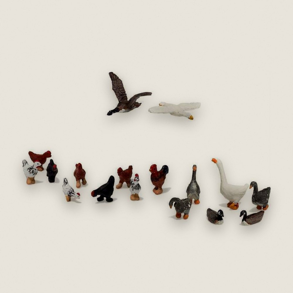 Animal Set, HO Scale: Geese and Chickens - Woodland Scenics