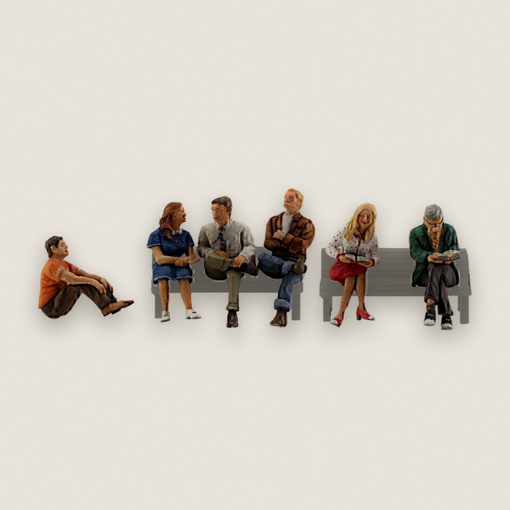 Figure Set, N Scale: People Sitting - Woodland Scenics