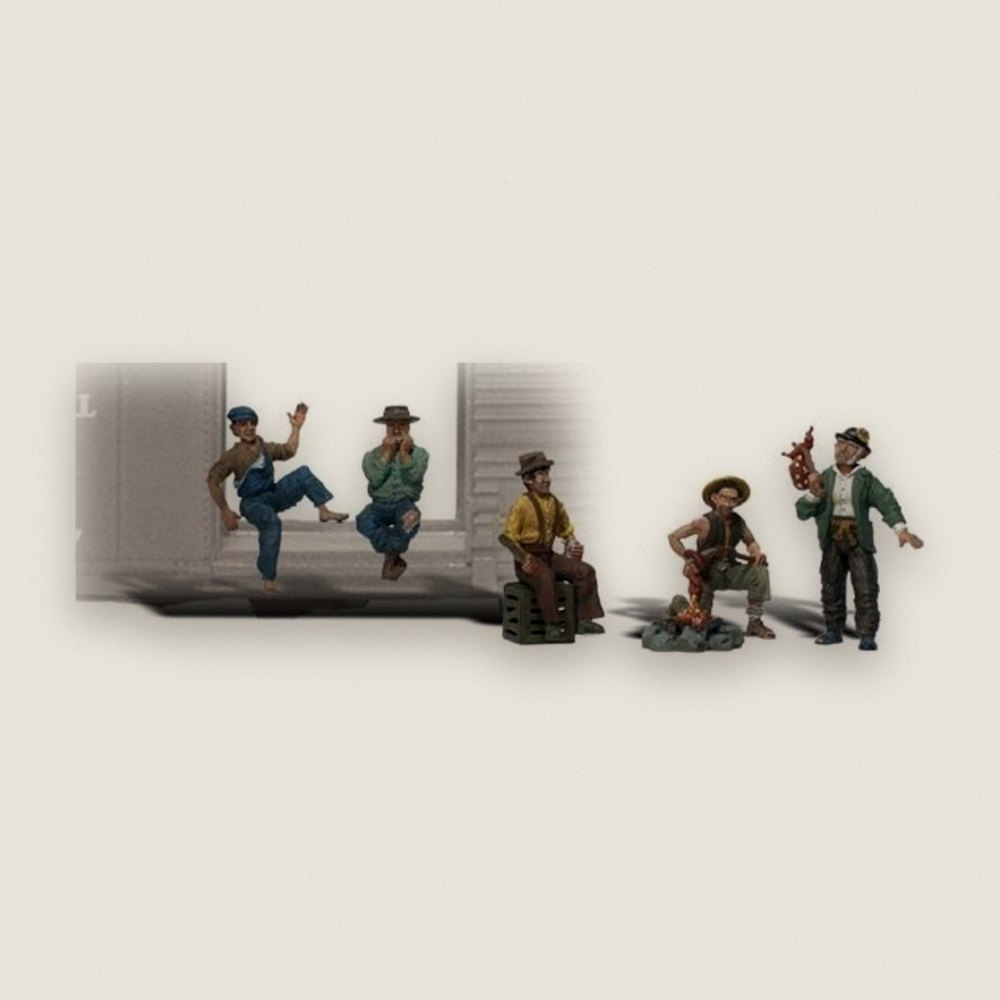 Figure Set, N Scale: Hobos - Woodland Scenics
