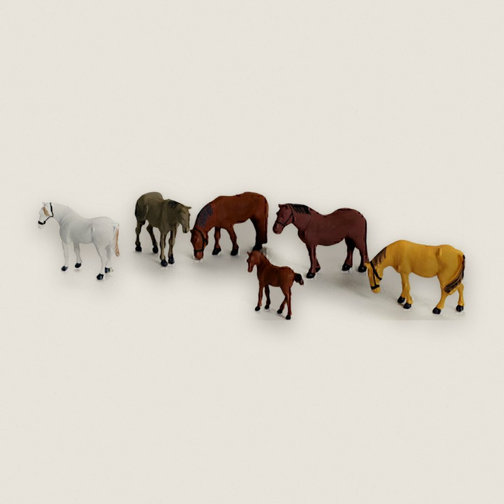 Animal Set, N Scale: Farm Horses - Woodland Scenics