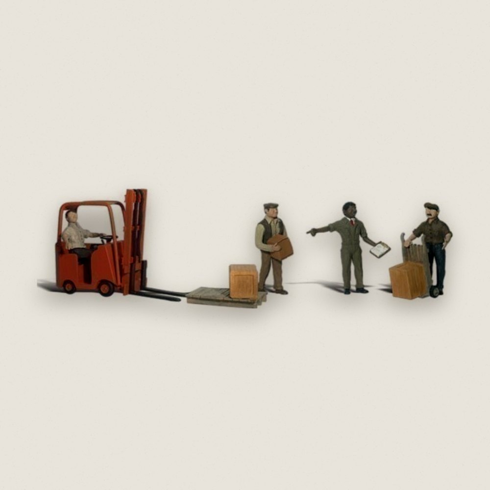 Workers with Forklift, N Scale - Woodland Scenics