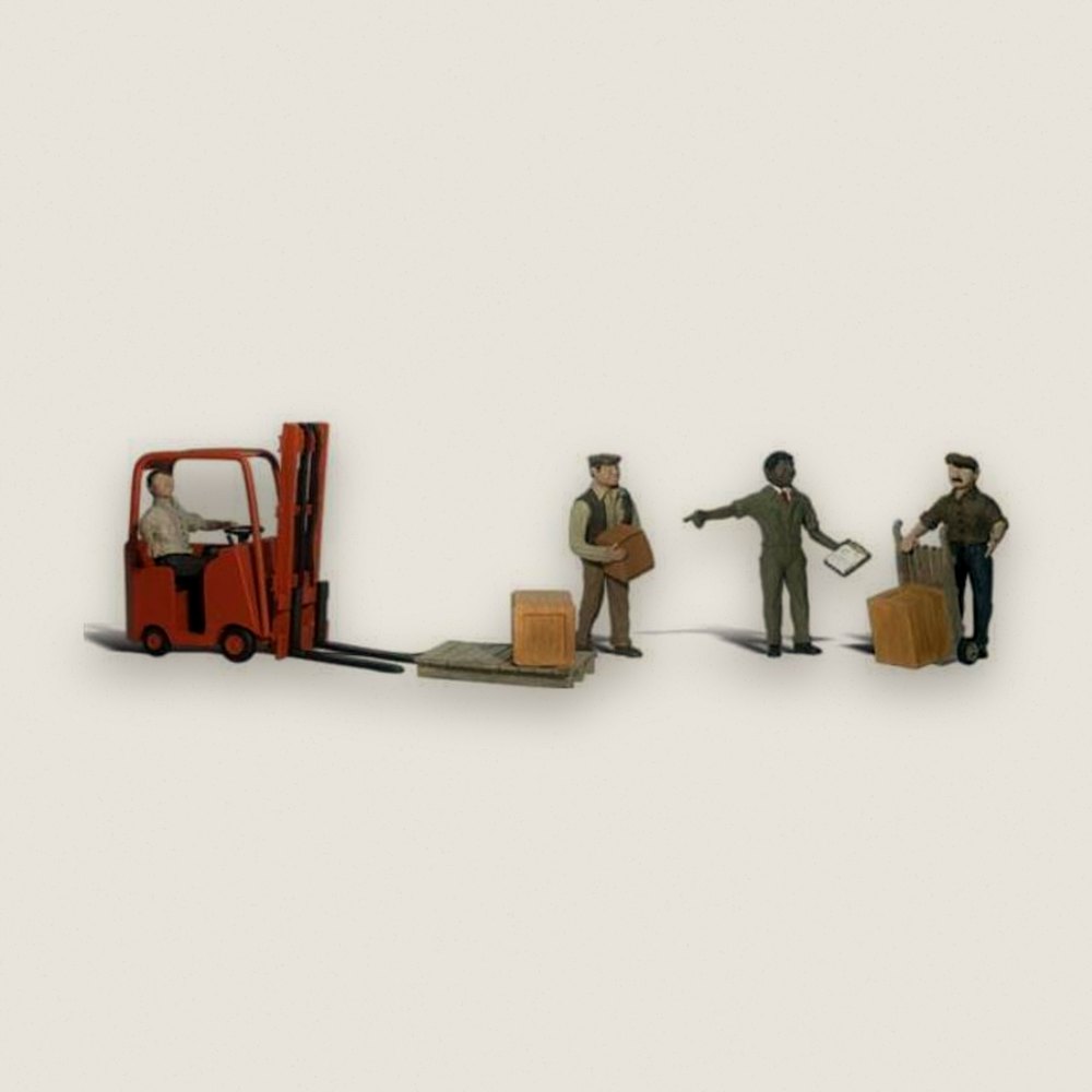 Workers with Forklift, O Scale - Woodland Scenics