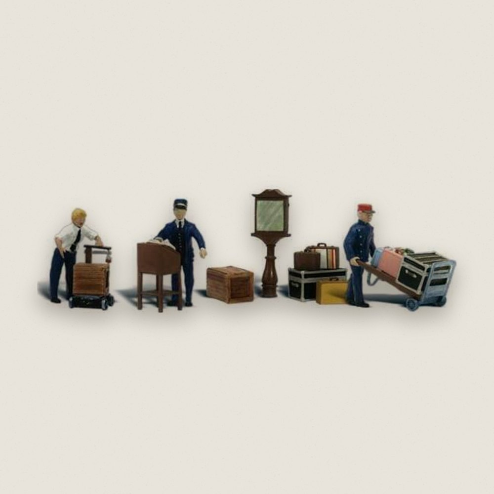 Depot Workers & Accessories, O Scale - Woodland Scenics