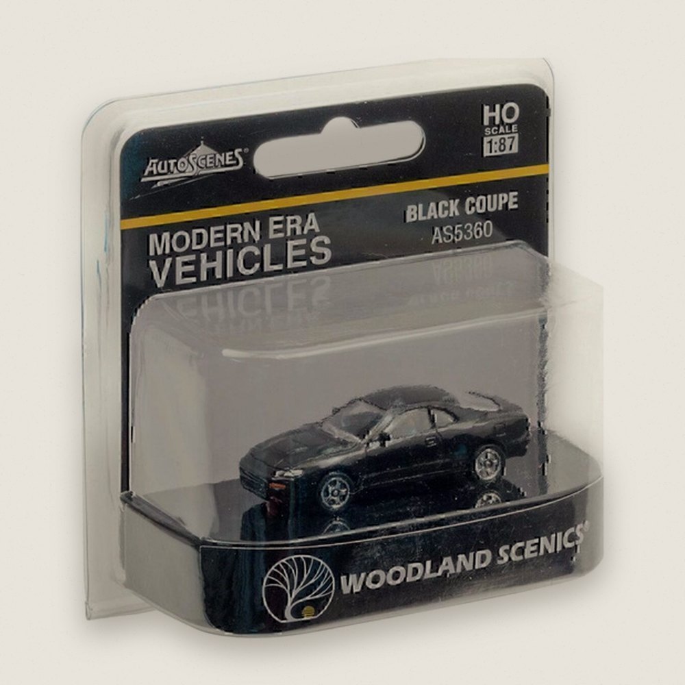 Model Vehicle, Black Coupe, HO Scale - Woodland Scenics