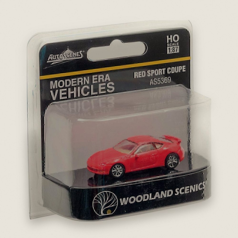 Model Vehicle, Red Sport Coupe, HO Scale - Woodland Scenics