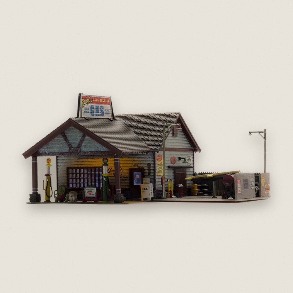 Built-Up Building, Ethyl's Gas & Service, N Scale - Woodland Scenics
