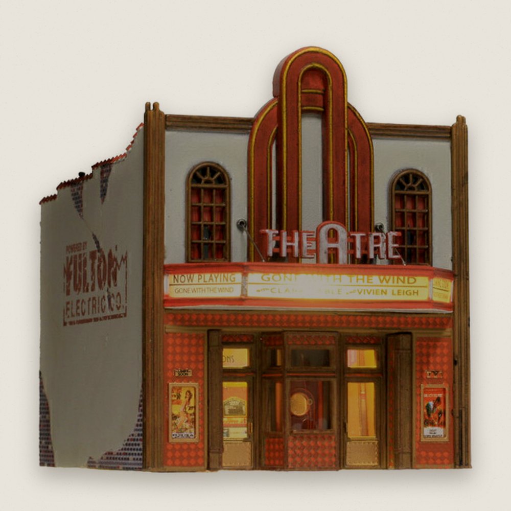 Built-Up Model Building, N Scale, Theater - Woodland Scenics
