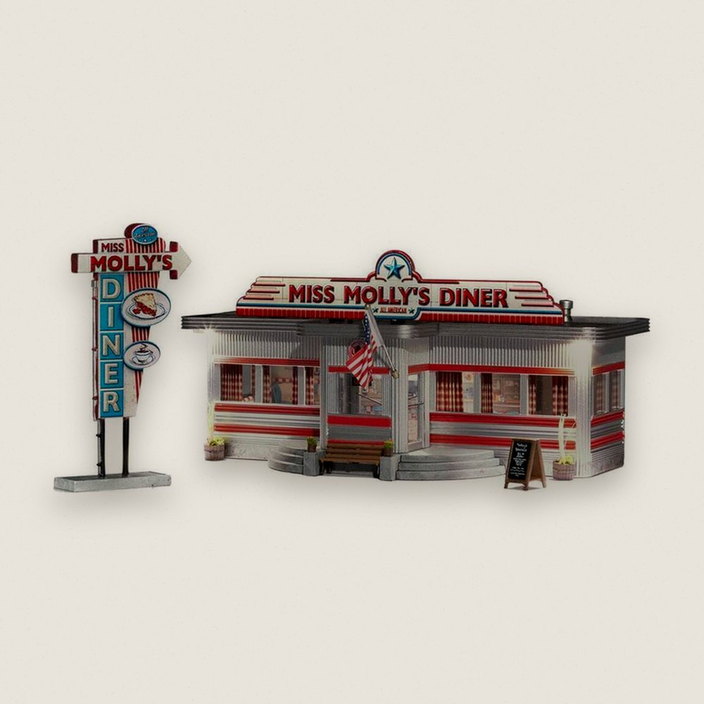 Model Building, N Scale, Miss Molly's Diner - Woodland Scenics