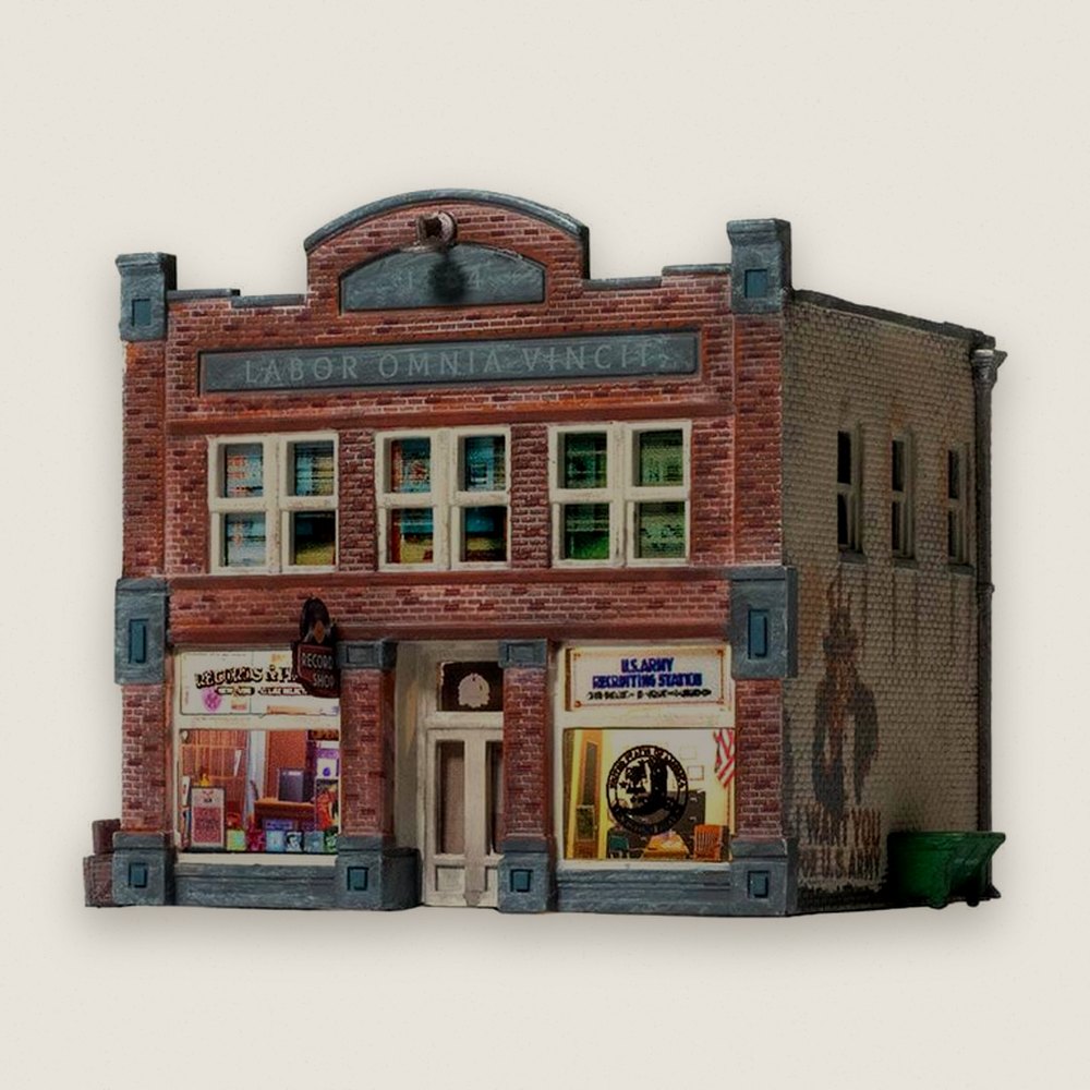 Model Building, N Scale, Records & Recruiting Building - Woodland Scenics