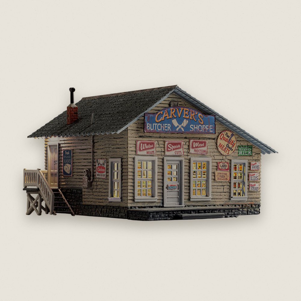 Model Building, N Scale, Carver's Butcher Shoppe - Woodland Scenics