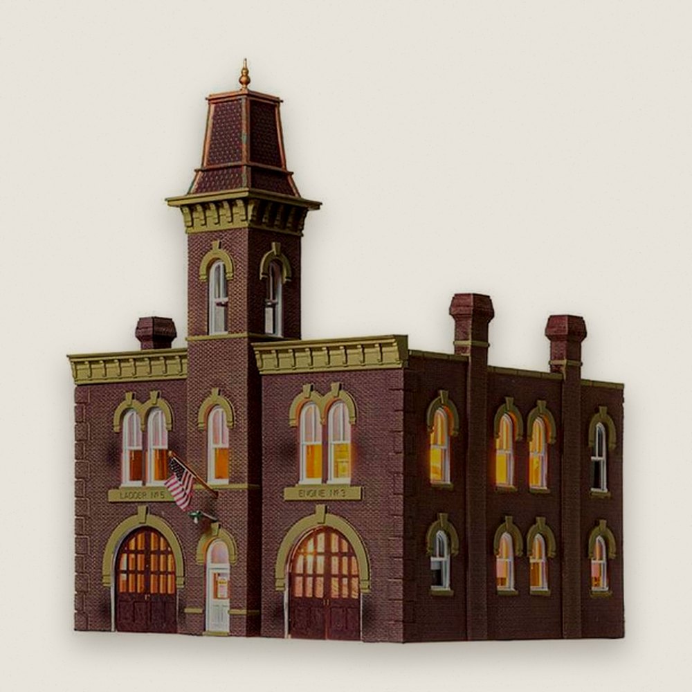Built-Up Model Building, HO Scale, Firehouse - Woodland Scenics