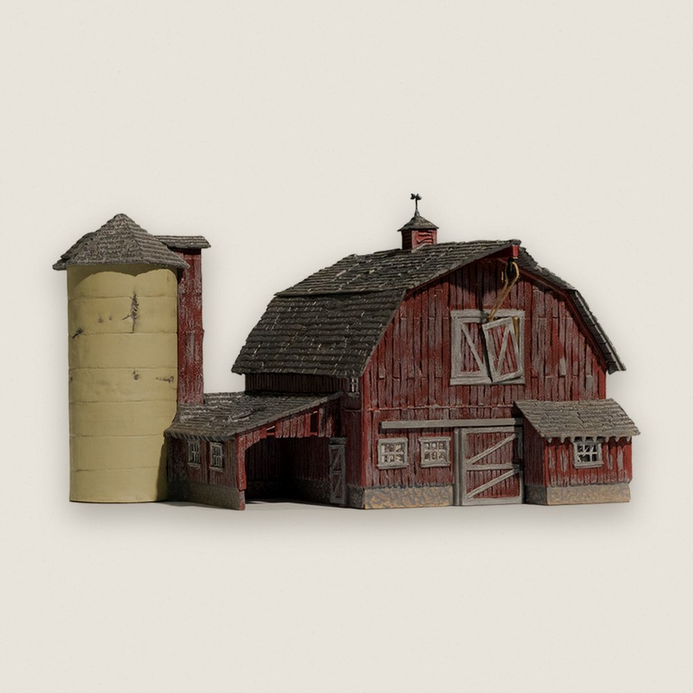 Built-Up Model Building, HO Scale, Old Weathered Barn - Woodland Scenics