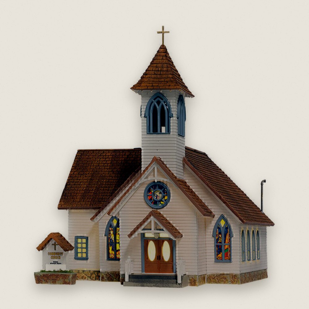 Built-Up Model Building, HO Scale, Community Church - Woodland Scenics