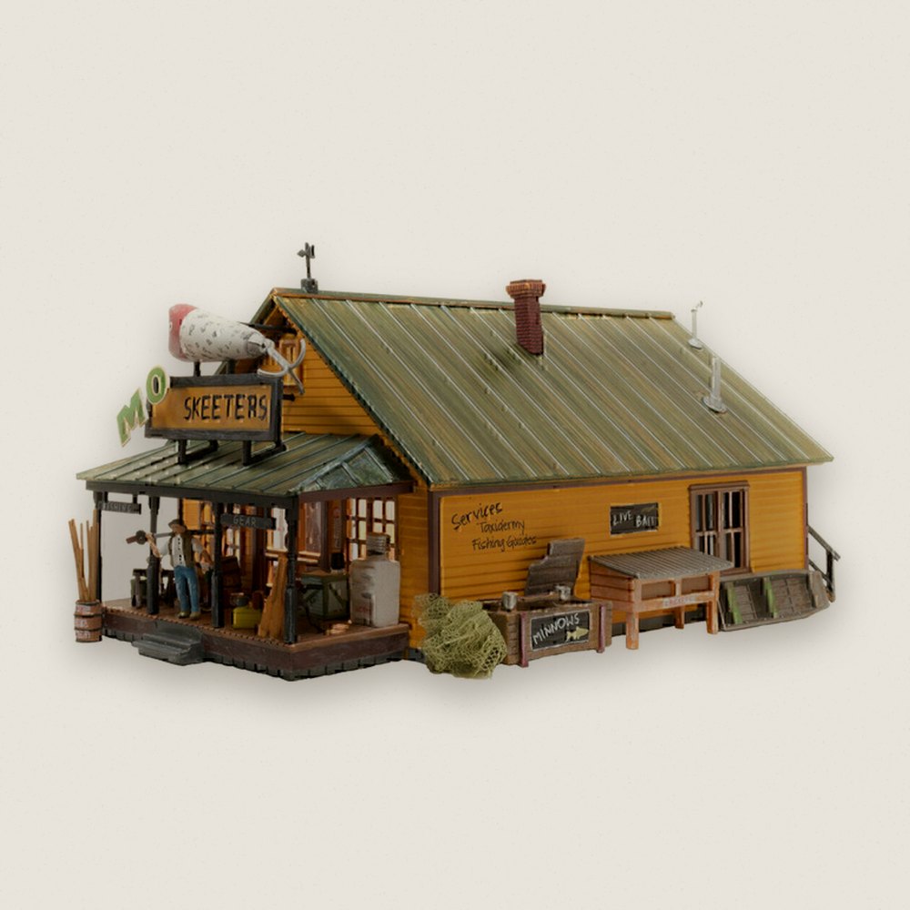 Built-Up Model Building, HO Scale, Mo Skeeters' Bait & Tackle - Woodland Scenics