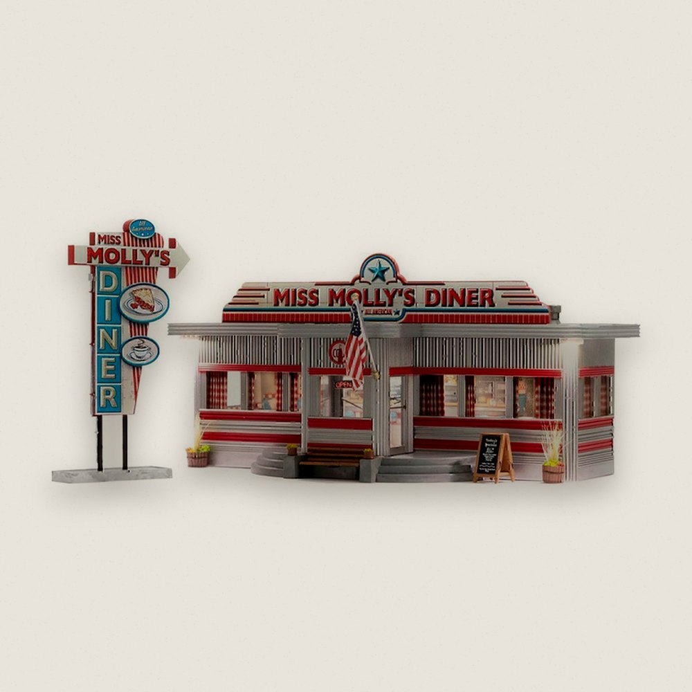 Model Building, HO Scale, Miss Molly's Diner - Woodland Scenics