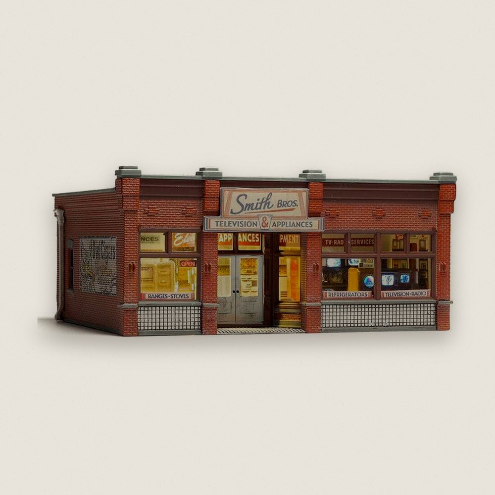 Model Building, HO Scale, Smith Brothers TV & Appliance Store - Woodland Scenics