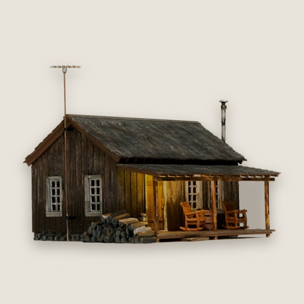 Built-Up Model Building, O Scale, Rustic Cabin - Woodland Scenics
