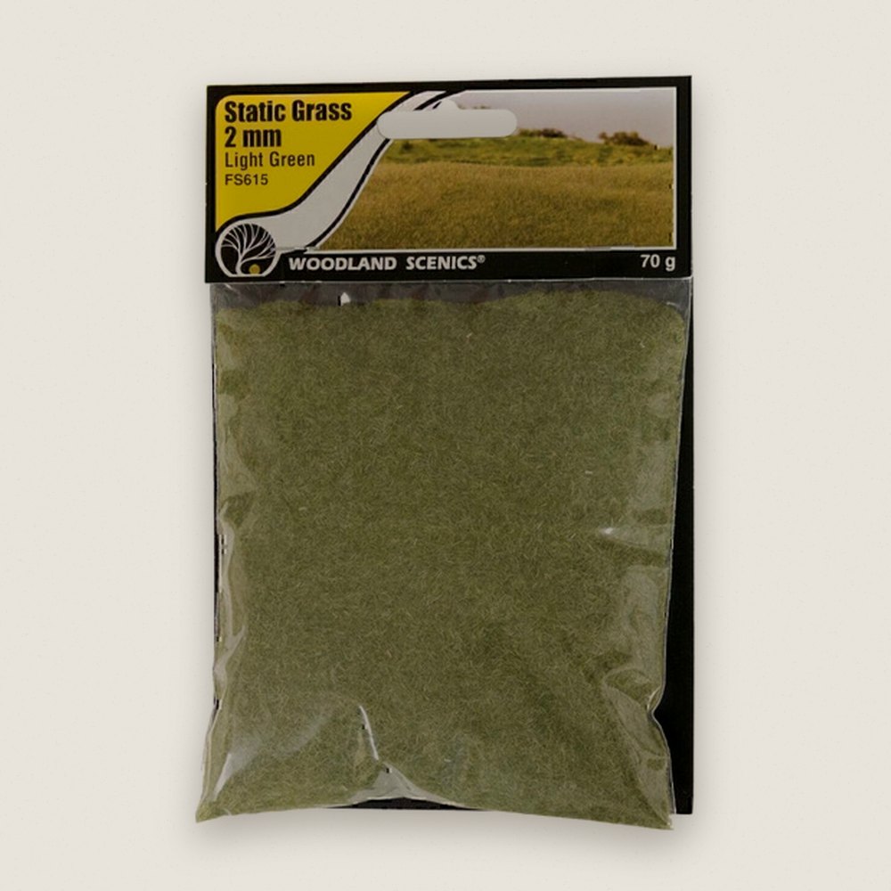 Static Grass, Light Green, 2mm, 70 Grams - Woodland Scenics