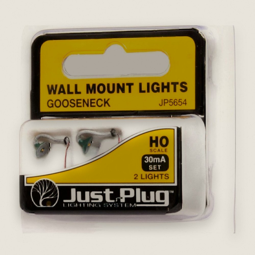 Gooseneck Wall Mount Lights, Woojp5654, HO Scale - Woodland Scenics