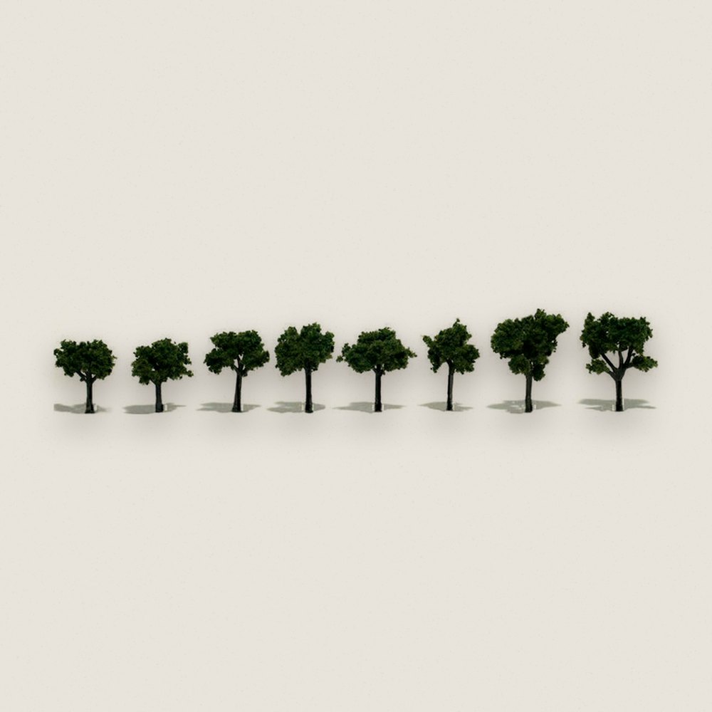 Tree, Pre-Assembled, Medium Green, .75-1.25, Qty 8 - Woodland Scenics