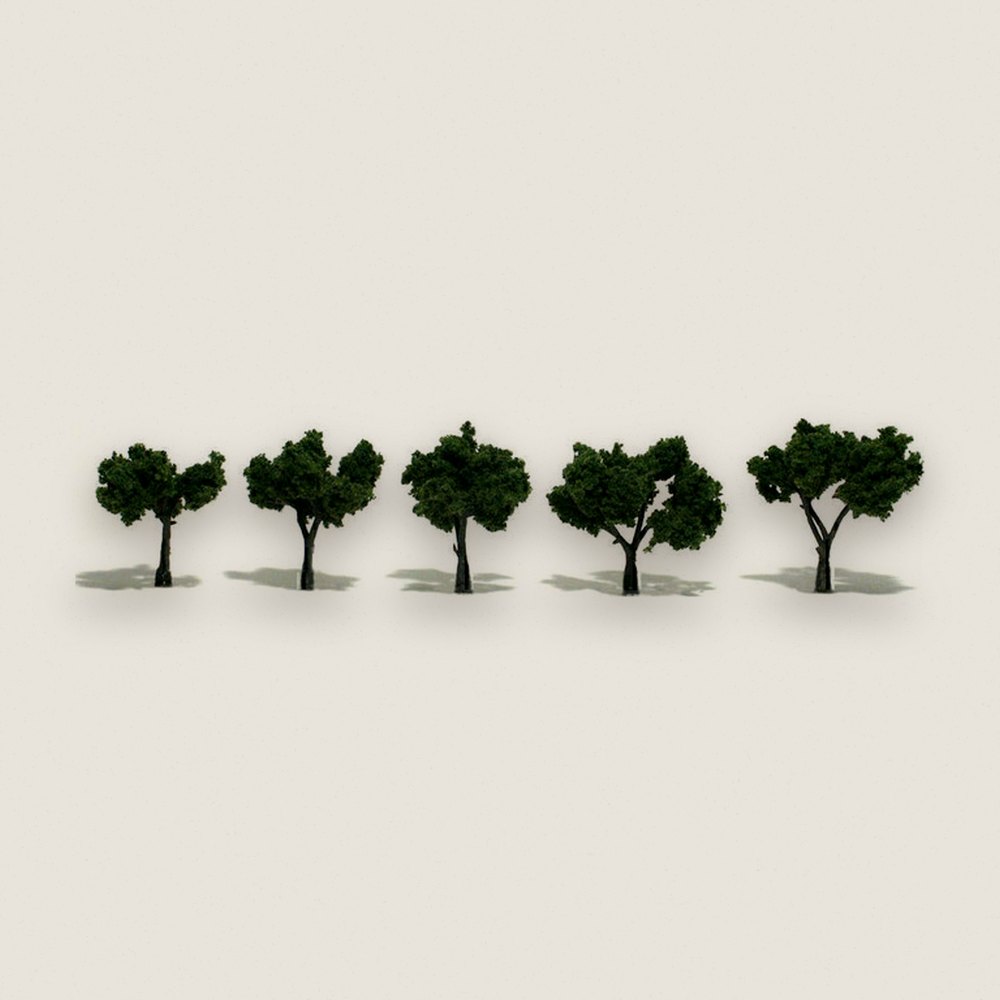 Tree, Pre-Assembled, Medium Green, 1.25-2, Qty 5 - Woodland Scenics
