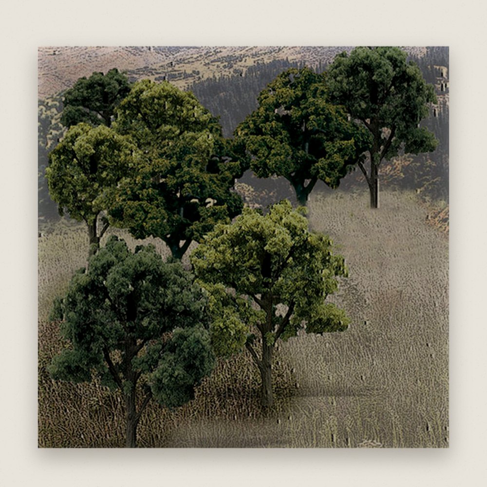 Trees, Value, Green Mix, 3-5, Qty 14 - Woodland Scenics