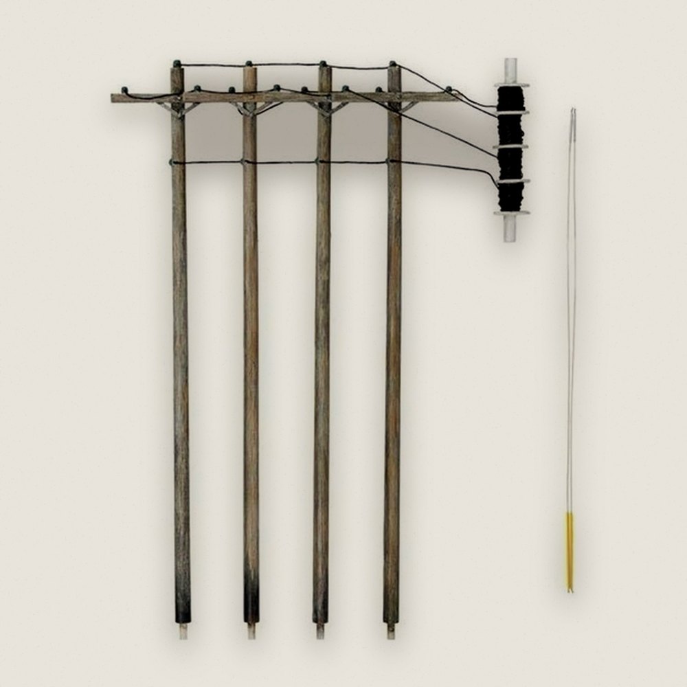 Wired Poles, N Scale, Single Crossbar - Woodland Scenics